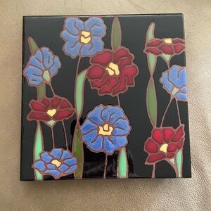 VTG Besheer Art Tile Multicolor Flowers 6” Hand Painted Trivet Wall Decor READ